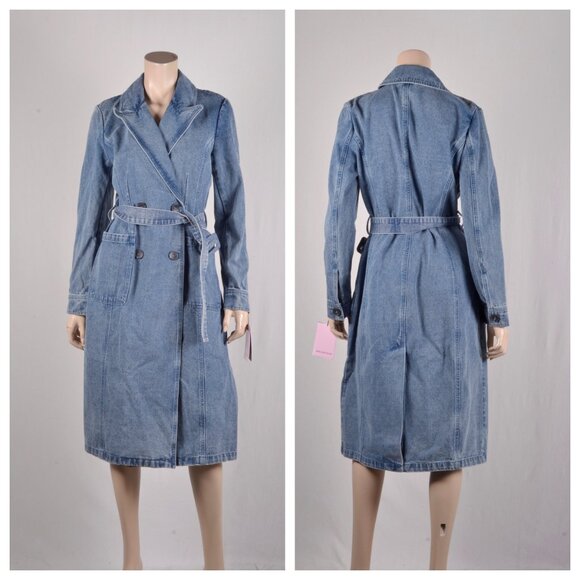 Avec Les Filles Double Breasted Denim Trench Coat - Picture 2 of 2
